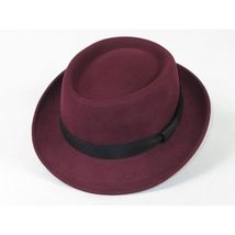 Men's Broner Wool Hat Pork Pie Telescope Crown STOUT 73-705 Merlot Wine image 2