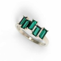 2Ct Green Baguette Emerald Cut Solitaire Engagement Ring 14K White Gold Finish - £75.17 GBP