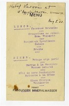 Hotel Victoria Menu Lucerne Switzerland 1922  Passugger Mineralwasser - £19.04 GBP
