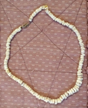Authentic Handmade Hawaiian Puka Shell Necklace 17&quot; Natural Shell Beaded Jewelry - £23.81 GBP