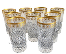 Elegant French Bayel Palais Set of 9 Crystal Highball Glasses 5 1/4&quot; Tall * - £389.29 GBP