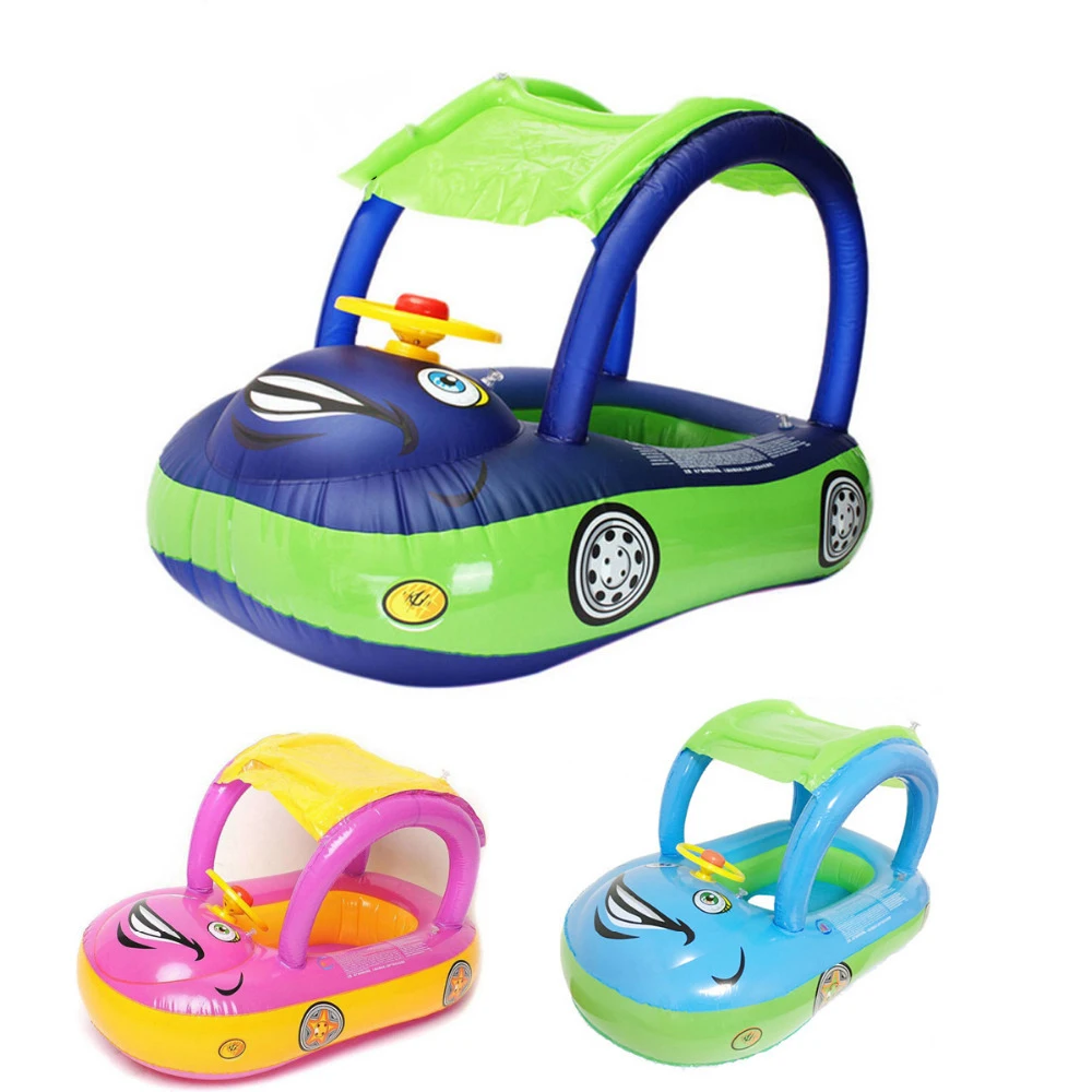 Baby Swim Ring Sunshade Steering Wheel Floating Summer Kids Infant Seat Safety - £9.47 GBP+