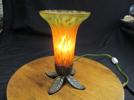 Electric Tulip night light metal base amber shade - $18.63 CAD