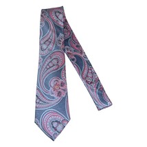 Men's 100% Silk Necktie By Bruno Piattelli Paisley Floral Fancy BP14 Pink Blue image 2