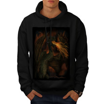 Wellcoda Dragon Fire Spit Mens Hoodie, Monster Casual Hooded Sweatshirt - £26.24 GBP+