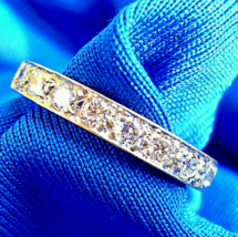 Earth mined Diamond Deco Wedding Band Vintage 14K White Gold Anniversary Ring 6 - $1,895.25