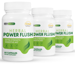 3 Pack Herbal Power Flush, extra strength digestive aid-60 Capsules x3 - £77.31 GBP