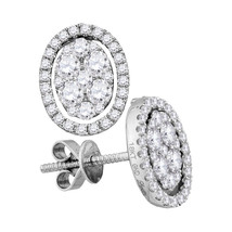 18kt White Gold Round Diamond Convertible Oval Jacket Dangle Earrings 1.00 Cttw - $2,399.00