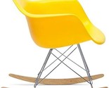Modern Molded Plastic Shell Rocking Chair Metal Eiffel Wire Frame And Wo... - $220.99