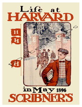Life at Harvard Vintage 1896 Scribners Magazine Cover Print - $29.95