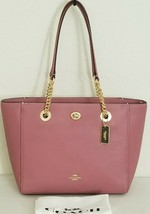 Coach Ny 57107 Turlock Gold Chain Rose Pink Leather Shoulder Tote Bagnwt! - £172.90 GBP