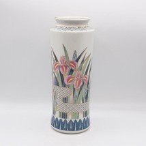 Mid Century Ayame Japanese Porcelain Vase Handpainted Iris Flowers - £27.68 GBP