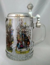 ALWE Four Seasons Clear Glass German Beer Stein Mug w/ Lid, 16 oz. - £19.29 GBP