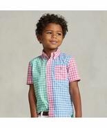 Polo Ralph Lauren Boys Poplin Color Block Check Shirt S ( 8 ) - $1,494.01 MXN