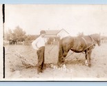 RPPC Farm Scene Farmer Horse Named Subject Willie Weiss Vacation? Postca... - $10.84