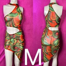 Sexy Marble Print Halter Collar Neck Side Cut-Out Mini Bodycon Dress~Size M - £23.24 GBP