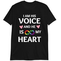 Autism Awareness T-Shirt, Gift for Mom, I Am His Voice He is My Heart Shirt Dark - $19.55+