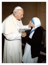 Mother Teresa With Pope John Paul Ii Catholic Church 5X7 Photo - £6.70 GBP
