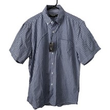 NEW Vertical Sport Mens Shirt Large Casual Button Down Blue White Checkered - £10.93 GBP