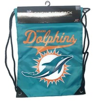 NFL Miami Dolphins Logo Team Spirit Drawstring Back Sack Bag Aqua Orange - £14.60 GBP