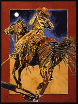 She Held the Line by Michael Swearngin Western Cowgirl On Horseback 40x30 Canvas - £312.08 GBP