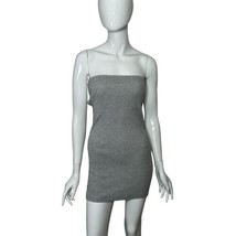 Trendyol Mini Dress Gray Bandeau Tie Back Cotton Blend Bodycon - £23.51 GBP