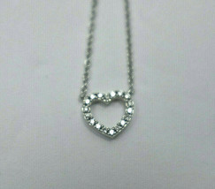 Tiffany &amp; Co Metro 18K White Gold Diamond Heart Pendant 16&quot; with Pouch - £775.86 GBP