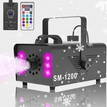 1200w Snow Machine with 6 LED Lights, Remote Control, for Stage Christmas, - $47.49