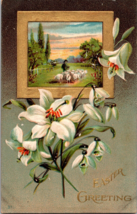 C1910 Easter Postcard Sheep flower herder a1 - £17.72 GBP