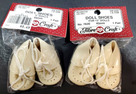 (2) Fibre Craft Doll Shoes for 13" dolls, 45mm No. 7620, Tan Vinyl - $14.84