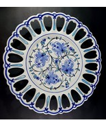 ANFORA PORTUGAL Blue Full Lattice Reticulated Serving Plate Wall Hanging... - $50.81 CAD