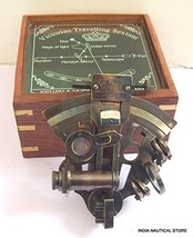 NauticalMart 5&quot;Solid Brass Sextant Antique in Glass top - £54.46 GBP