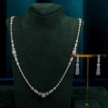 Long Necklace Set for Women Cubic Zirconia Jewelry Set Sweater Chain Necklace Dr - £86.61 GBP