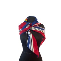 Vintage Avon Polyester 36 inch Scarf Red White Blue Yellow Black - £6.09 GBP