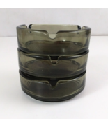 Vintage Set Of 3 Thick Green Rose Swirl Bottom 1.25&quot; x 3.75&quot; Glass Ashtrays - $331.66 MXN