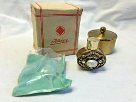 Vtg Brass Ornate Jeweled Refillable Perfume Bottle w? Box Kaiser Crown Gift - £23.94 GBP