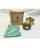 Vtg Brass Ornate Jeweled Refillable Perfume Bottle w? Box Kaiser Crown Gift - £23.91 GBP