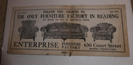 Vintage 1920s Ink Blotter Enterprise Furniture Factory Reading Pa - £19.46 GBP