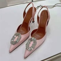 Sexy High Heels Women Pumps Rhinestone Buckle Wedding Shoes Pointed Toe Slingbac - £137.62 GBP