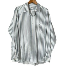 Lacoste Men&#39;s Button Up Striped Shirt White Green Pocket Croc Logo Size ... - £13.94 GBP