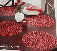 Set Of 4 Same Round Vinyl Placemats(15.5&quot;Dia) Valentine&#39;s Day,Love Red Hearts,Bm - £19.91 GBP