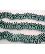 50  3 x 10 mm Czech Glass Daggers: Metallic Suede - Light Green - $2.98