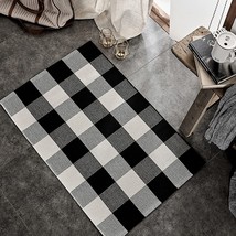 Seeksee Buffalo Plaid Outdoor Fall Rug 24 X 36 Checkered Area Rug Black And - £27.25 GBP