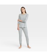 Target Brand Women&#39;s Pajama Set SMALL Long Sleeve Gray &amp; White Stripes New - $460.99 MXN
