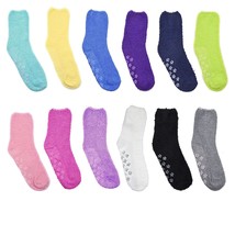 Fuzzy Sock Ultra Soft Warm Non Skid/Slip Gripper Crew Socks 12 Pairs S1101 - £28.90 GBP