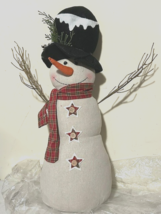 Frost Hat Plaid Scarf Snowman- 22 inch tall image 2