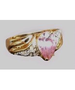 Vintage 18K GE plated Cocktail Ring pink Topaz - £4.59 GBP