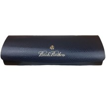 Brooks Brothers Eyeglass Case Pebble Faux Leather Blue Magnetic Closure Logo - £9.22 GBP