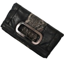 Cache Clutch Bag Gray Vegan Leather Purse Animal Print Handbag Vintage 90s Y2K - £19.74 GBP