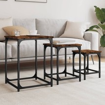 Nesting Coffee Table Set of 3 Smoked Oak Engineered Wood Small - $2,504.83 MXN